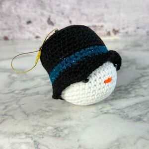 Handcrafted Christmas Ornament Crochet Snowman Head  Handmade Amigurumi